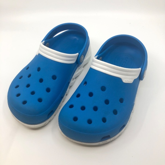 Crocs Dual Comfort unisex clogs bright blue/white, Adult size W6/M4 - Picture 2 of 5
